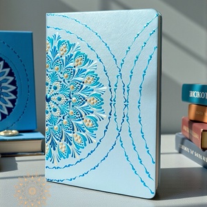 Világoskék  mandala notesz (A/5, kemény fedeles) - otthon & életmód - papír, írószer - jegyzetfüzet & napló - Meska.hu