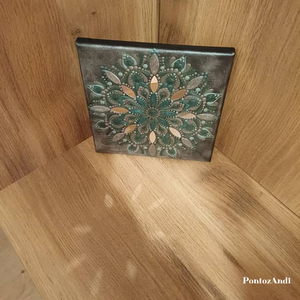 Smaragdvirág tükrös mandala - művészet - festmény - akril - Meska.hu