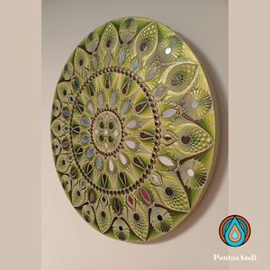 Aranyló harmónia mandala tükrökkel - művészet - festmény - akril - Meska.hu