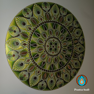 Aranyló harmónia mandala tükrökkel - művészet - festmény - akril - Meska.hu