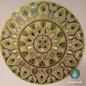 Aranyló harmónia mandala tükrökkel, Művészet, Festmény, Akril, , MESKA