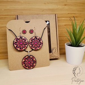 Pontozott ékszerszett magenta - narancs színben  - ékszer - ékszerszett - Meska.hu