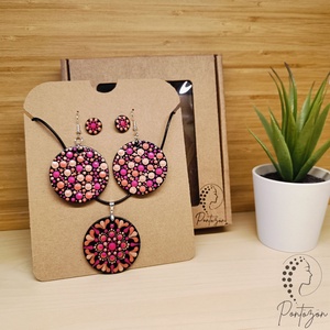 Pontozott ékszerszett magenta - narancs színben  - ékszer - ékszerszett - Meska.hu