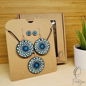 Pontozott ékszerszett - világoskék és türkiz színben  - Meska.hu