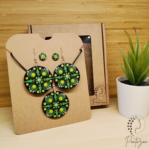 Pontozott ékszerszett - lime és mentazöld színekkel, Ékszer, Ékszerszett, Ékszerkészítés, Festett tárgyak, MESKA