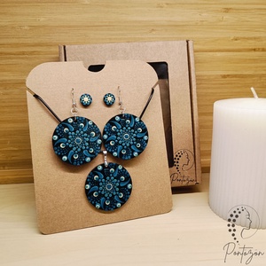 Pontozott ékszerszett - kék és fehér színekkel, Ékszer, Ékszerszett, Ékszerkészítés, Festett tárgyak, MESKA