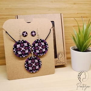 Pontozott ékszerszett - lila és levendula színekkel, Ékszer, Ékszerszett, Ékszerkészítés, Festett tárgyak, MESKA