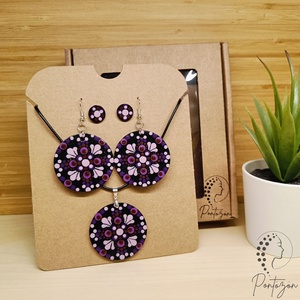 Pontozott ékszerszett - lila és levendula színekkel - ékszer - ékszerszett - Meska.hu