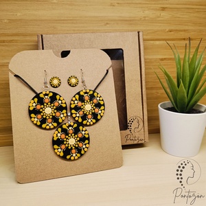 Pontozott ékszerszett - citromsárga és narancs színekkel, Ékszer, Ékszerszett, Ékszerkészítés, Festett tárgyak, MESKA