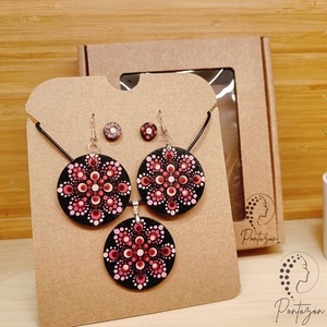 Pontozott ékszerszett - bordó és rózsaszín árnyalatokkal - Meska.hu