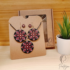 Pontozott ékszerszett - bordó és rózsaszín árnyalatokkal - ékszer - ékszerszett - Meska.hu