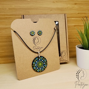 Pontozott ékszerszett - kék és zöld metál színekkel - Meska.hu