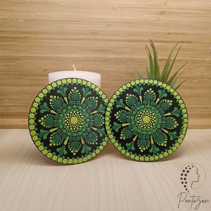 Zöld pontozott poháralátét szett (2 db) - egyedi megrendelésre készült  - Meska.hu