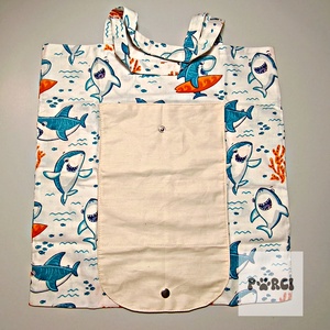 bevásárló szatyor-cápás, Táska & Tok, Bevásárlás & Shopper táska, Shopper, textiltáska, szatyor, Varrás, MESKA