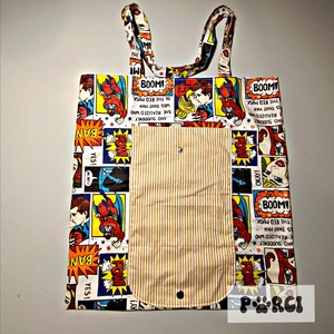 Összehajtható szatyor - képregényes, Táska & Tok, Bevásárlás & Shopper táska, Shopper, textiltáska, szatyor, Varrás, MESKA