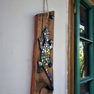 REKREDENC - Mozaikkal dekorált deszka falikép / Gyík - otthon & lakás - falra akasztható dekor - Meska.hu