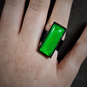 Festett üveg gyűrű (2,5x1 cm) - INGYEN POSTA - ékszer - gyűrű - üveglencsés gyűrű - Meska.hu