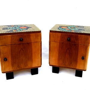 FOGLALVA! Mozaikkal dekorált, art deco éjjeliszekrény pár - otthon & életmód - bútor - szekrény - Meska.hu