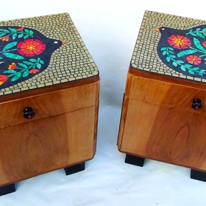 FOGLALVA! Mozaikkal dekorált, art deco éjjeliszekrény pár - otthon & életmód - bútor - szekrény - Meska.hu