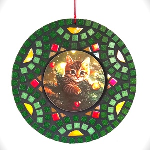 Mozaikos karácsonyi ajtódísz  kézzel készült ünnepi dekoráció - karácsony - karácsonyi lakásdekoráció - karácsonyi ajtódíszek - Meska.hu