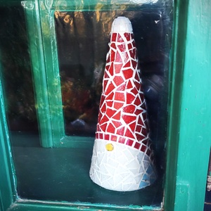 Mozaikos Mikulás dekoráció  kézzel készült karácsonyi dísz kültérre és beltérre - karácsony - karácsonyi lakásdekoráció - karácsonyi manók, figurák - Meska.hu