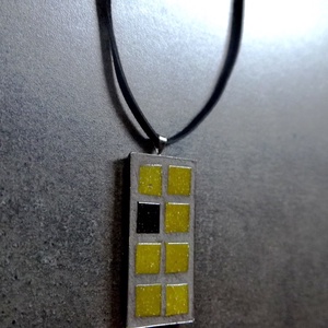 Mozaik medál - sárga kockás INGYEN POSTA! - ékszer - nyaklánc - medál - Meska.hu
