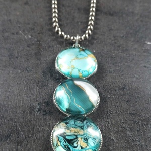 Három köves design medál, golyós láncon - INGYEN POSTA - ékszer - nyaklánc - medálos nyaklánc - Meska.hu