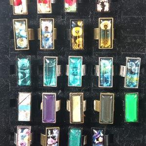 Festett üveg gyűrűk (2,5x1 cm) - INGYEN POSTA - ékszer - gyűrű - üveglencsés gyűrű - Meska.hu