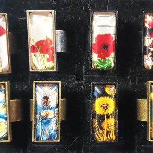 Festett üveg gyűrűk (2,5x1 cm) - INGYEN POSTA, Ékszer, Gyűrű, Üveglencsés gyűrű, Ékszerkészítés, Üvegművészet, MESKA