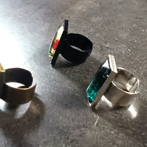 Festett üveg gyűrűk (2,5x1 cm) - INGYEN POSTA - ékszer - gyűrű - üveglencsés gyűrű - Meska.hu