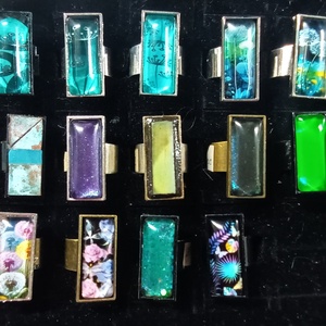 Festett üveg gyűrűk (2,5x1 cm) - INGYEN POSTA - ékszer - gyűrű - üveglencsés gyűrű - Meska.hu