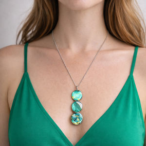 Három köves design medál, golyós láncon - INGYEN POSTA - ékszer - nyaklánc - medálos nyaklánc - Meska.hu