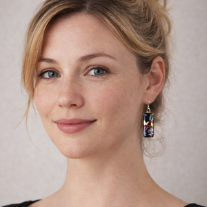 Festett üveg fülbevaló - téglalap (f40)  több féle / INGYEN POSTA! - ékszer - fülbevaló - lógó fülbevaló - Meska.hu