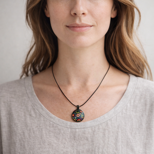 Kör alakú medálok, színes virágmintákkal /több féle/   - INGYEN POSTA - ékszer - nyaklánc - medálos nyaklánc - Meska.hu