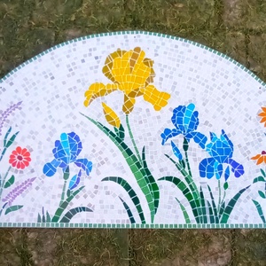 REKREDENC - Virágos mozaik falikép � kézműves, kültéri, 100 cm, Otthon & Életmód, Dekoráció, Kép & Falikép, Mozaik kép, Mozaik, MESKA