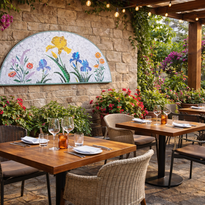 REKREDENC - Virágos mozaik falikép � kézműves, kültéri, 100 cm - otthon & életmód - dekoráció - kép & falikép - mozaik kép - Meska.hu