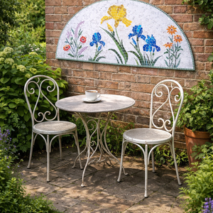 REKREDENC - Virágos mozaik falikép � kézműves, kültéri, 100 cm - otthon & életmód - dekoráció - kép & falikép - mozaik kép - Meska.hu