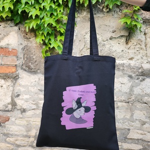 Vászonszatyor boszorkány macska mintával, Táska & Tok, Bevásárlás & Shopper táska, Shopper, textiltáska, szatyor, Fotó, grafika, rajz, illusztráció, MESKA