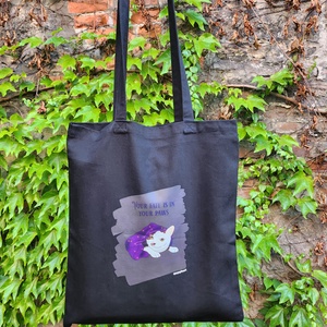 Vászonszatyor jósnő macska mintával - táska & tok - bevásárlás & shopper táska - shopper, textiltáska, szatyor - Meska.hu