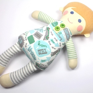 Kisfiú Baba,  Játékbaba, Textilbaba, Rongybaba, Textil Játék- Kék Piros Csíkos Döme - játék & sport - baba & babaház - baba - Meska.hu