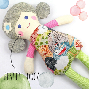 Kislány Baba,  Játékbaba, Textilbaba, Rongybaba, Textil Játék- Rózsaszín Kék Virágos Bella, Játék & Sport, Baba & babaház, Baba, Újrahasznosított alapanyagból készült termékek, Varrás, MESKA