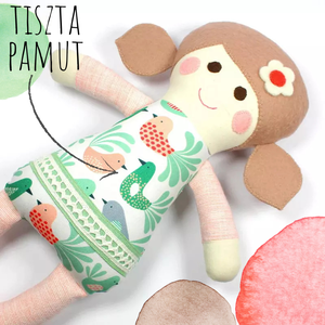 Kislány Baba,  Játékbaba, Textilbaba, Rongybaba, Textil Játék- Rózsaszín Kék Virágos Bella, Játék & Sport, Baba & babaház, Baba, Újrahasznosított alapanyagból készült termékek, Varrás, MESKA