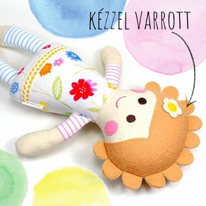 Kislány Baba,  Játékbaba, Textilbaba, Rongybaba, Textil Játék- Rózsaszín Zöld Virágos Bella, Játék & Sport, Baba & babaház, Baba, Újrahasznosított alapanyagból készült termékek, Varrás, MESKA