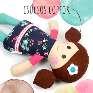Kislány Baba,  Játékbaba, Textilbaba, Rongybaba, Textil Játék- Rózsaszín Kék Virágos Bella, Játék & Sport, Baba & babaház, Baba, Újrahasznosított alapanyagból készült termékek, Varrás, MESKA