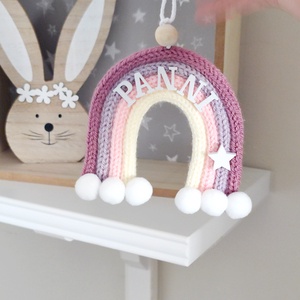 Mályvacukor szivárvány falidísz - névre szóló S - baba - mama - babaszoba dekoráció - babanév dekoráció - Meska.hu