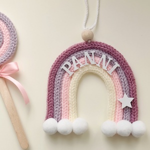 Mályvacukor szivárvány falidísz - névre szóló S - baba - mama - babaszoba dekoráció - babanév dekoráció - Meska.hu