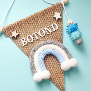  Szivárvány zászló - névre szóló - baba - mama - babaszoba dekoráció - babanév dekoráció - Meska.hu