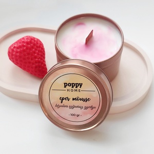 Eper mousse fa kanócos szójaviasz gyertya, Otthon & Életmód, Gyertya, illat, aroma, Gyertya, Gyertya-, mécseskészítés, MESKA