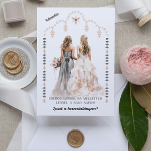 Koszorúslány felkérő kártya, Esküvő, Meghívó & Kártya, Koszorúslány felkérő, Fotó, grafika, rajz, illusztráció, MESKA