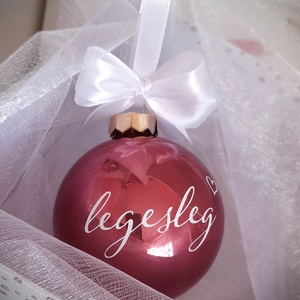Névre szóló színes karácsonyi üveggömb  egyedi felirattal, 1 db - Meska.hu